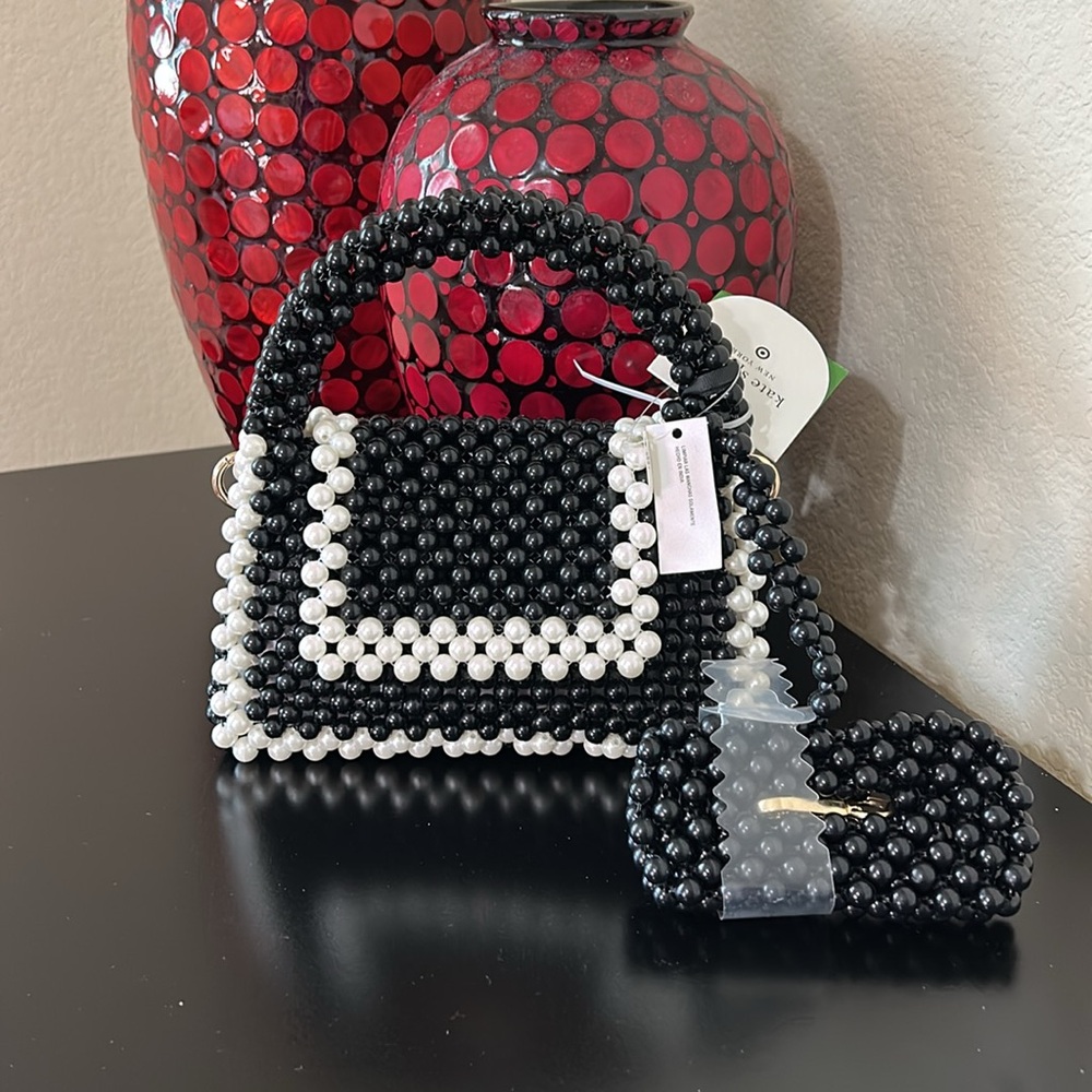 Kate Spade x Target Black and White Colorblock Beaded Crossbody Bag - Picture 6 of 11